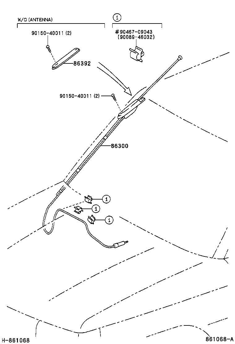 86300-38020 ANTENNA ASSY, W/HOLDER product image