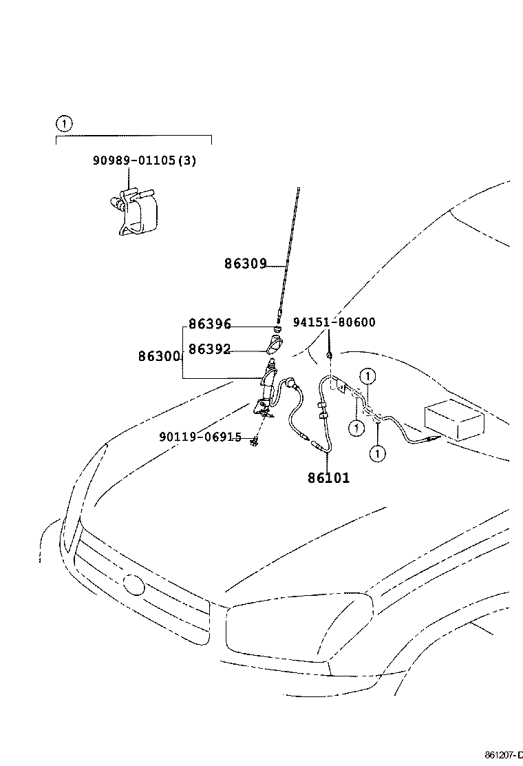 Toyota 86300-42070 ANTENNA ASSY, W/HOLDER