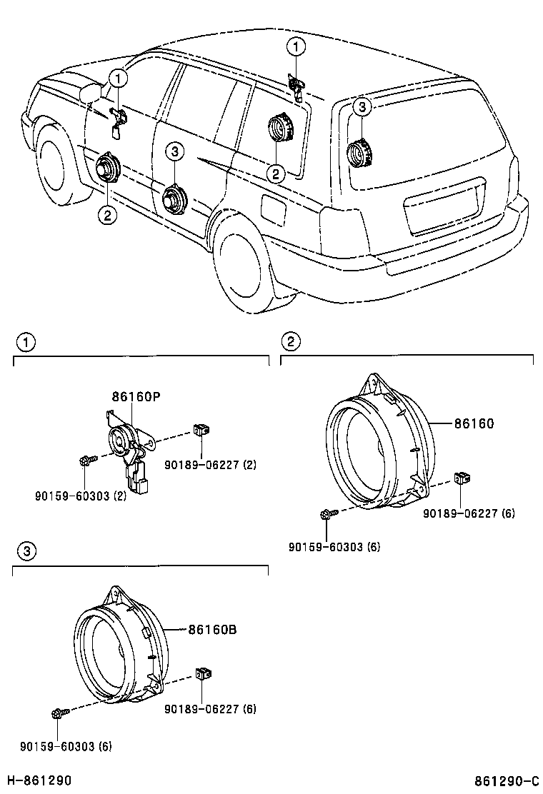 Toyota 86160-48160 SPEAKER ASSY, FRONT NO.1