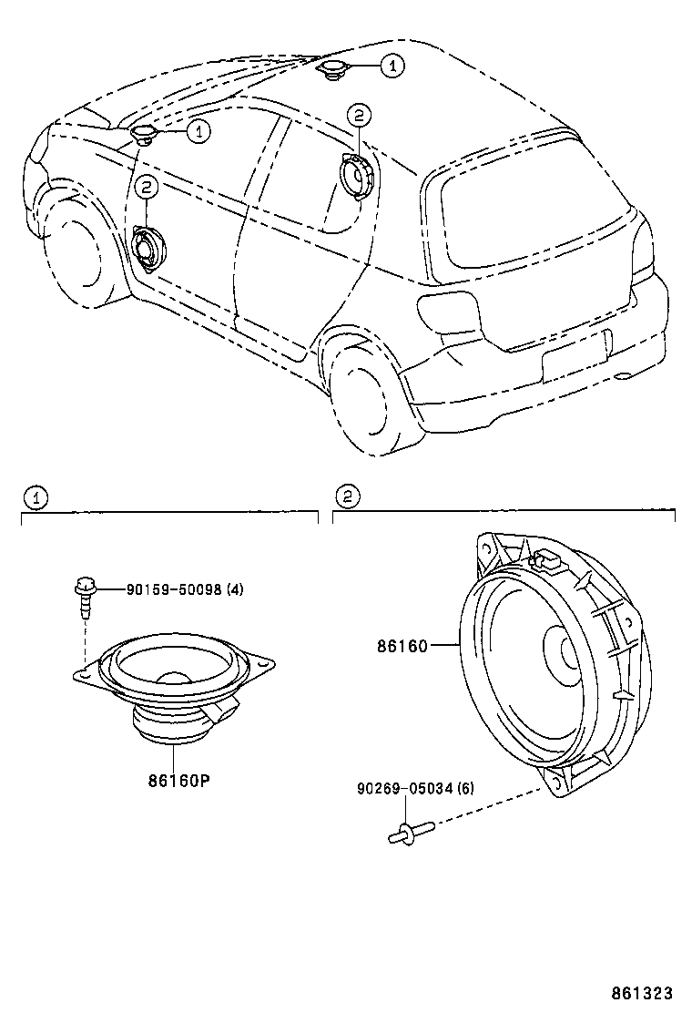 86160-0D010 SPEAKER ASSY, FRONT NO.2 product image