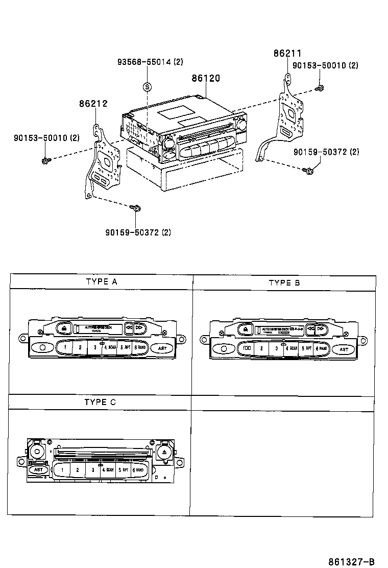 Toyota 86212-52130 BRACKET, RADIO, NO.2