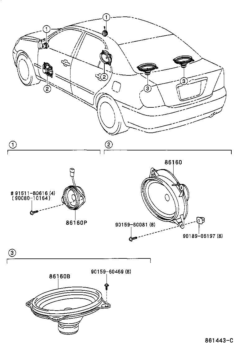 Toyota 86160-33670 SPEAKER ASSY, FRONT NO.1