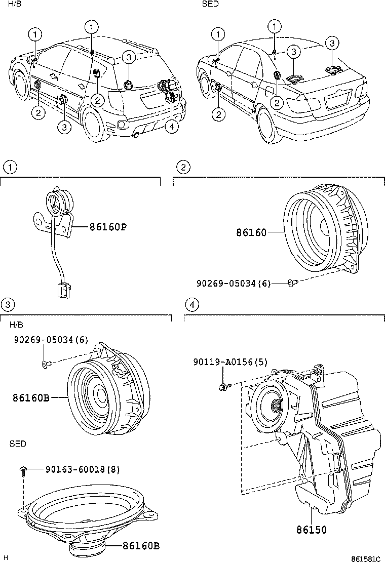 Toyota 86160-02610 SPEAKER ASSY, FRONT NO.1