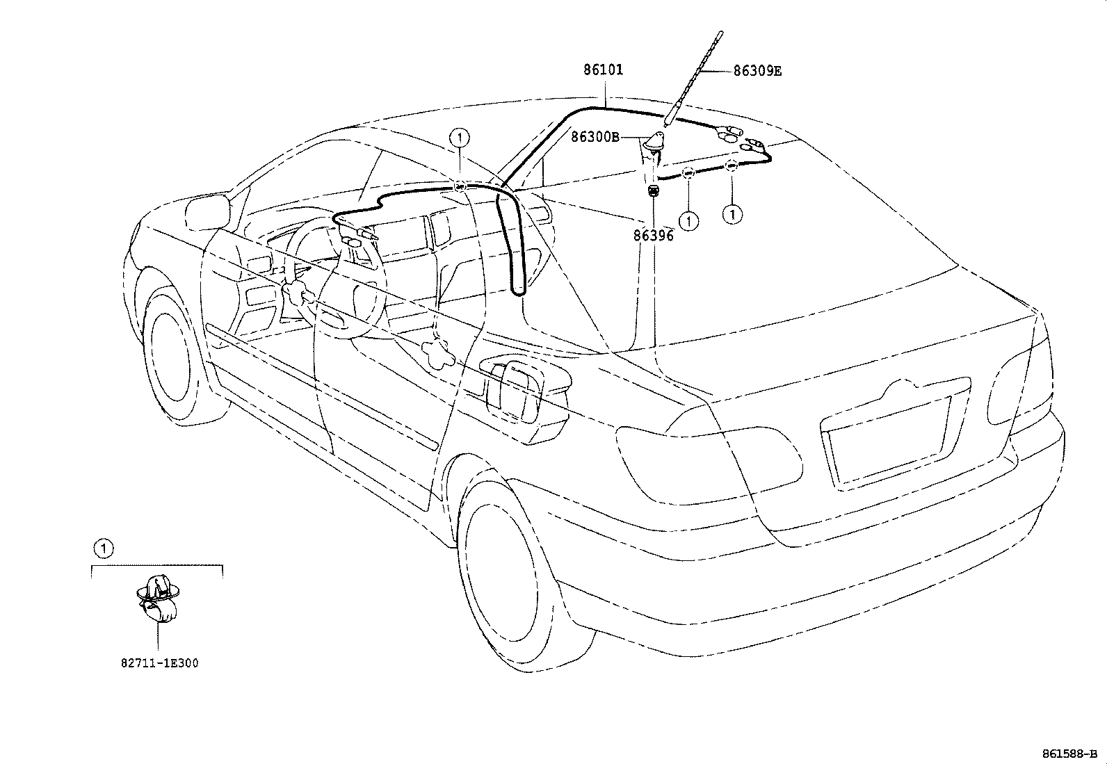 Toyota 86300-02100 ANTENNA ASSY, AMPLIFIER, NO.1