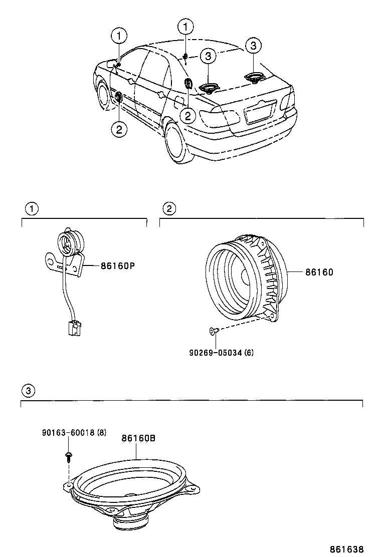 86160-02460 SPEAKER ASSY, REAR product image