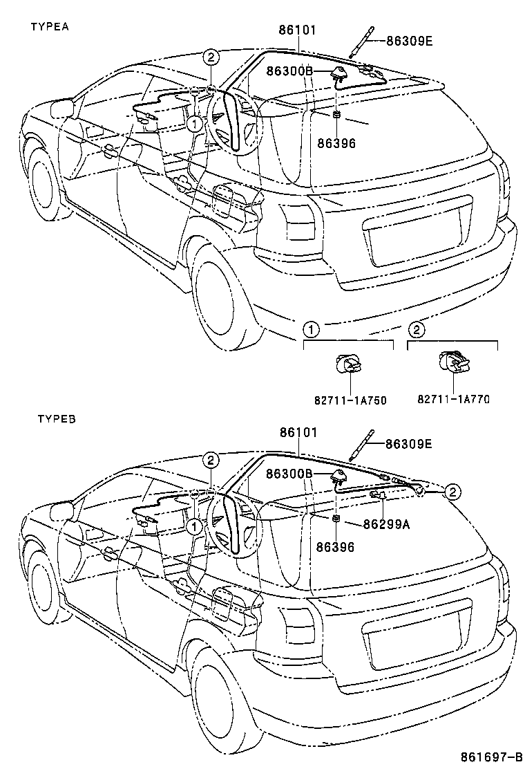 86300-02130 ANTENNA ASSY, W/HOLDER product image