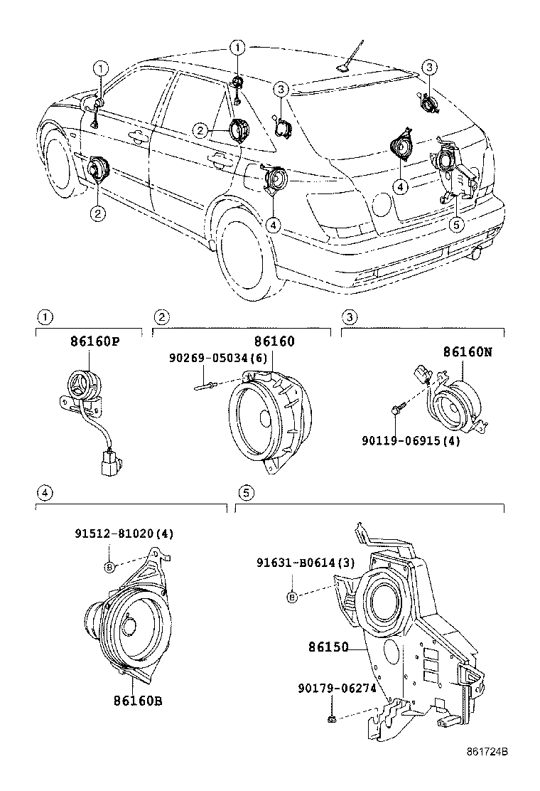 86160-53120 SPEAKER ASSY, REAR product image