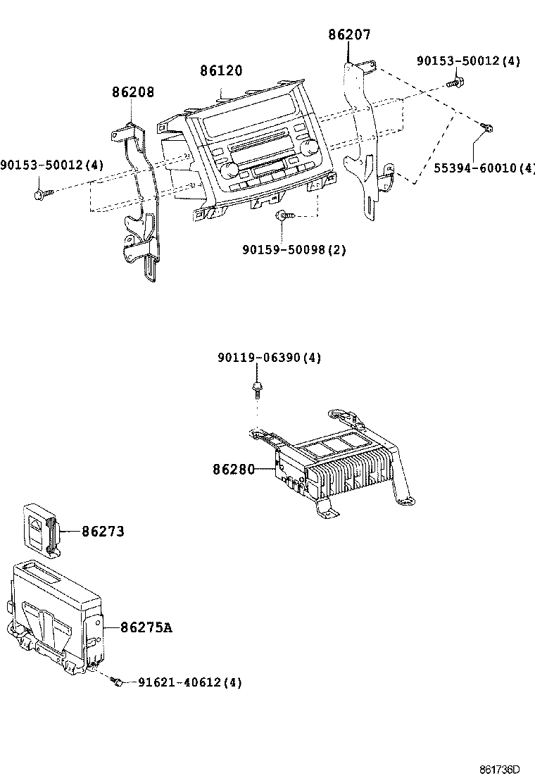 86280-60140 AMPLIFIER ASSY, STEREO COMPONENT product image
