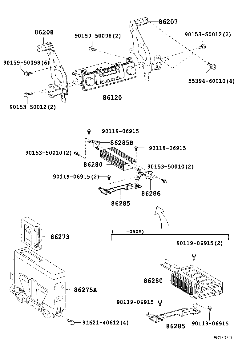 86280-60140 AMPLIFIER ASSY, STEREO COMPONENT product image