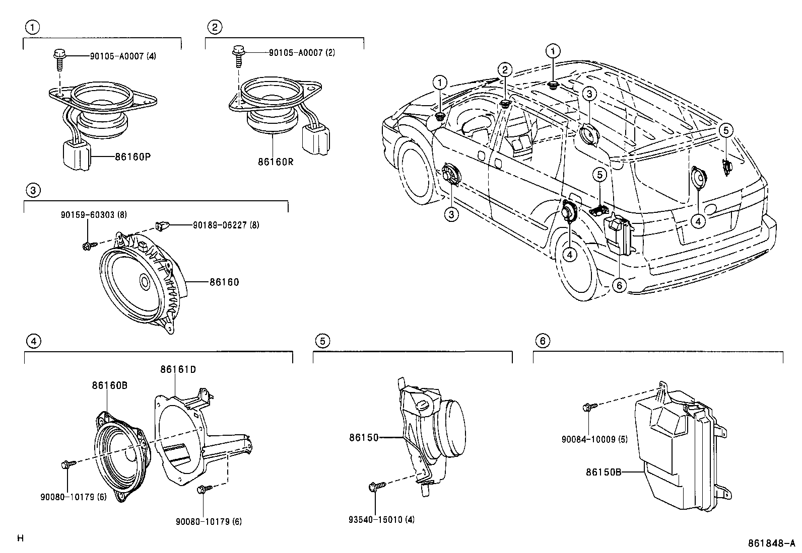 Toyota 86150-AE020 SPEAKER ASSY, W/BOX, NO.1