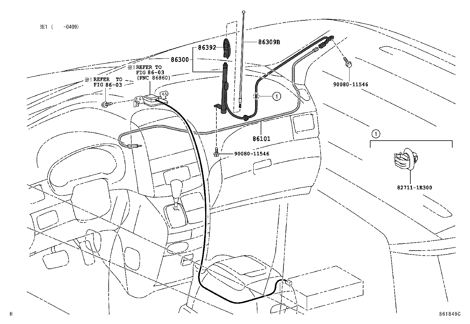 Toyota 86300-AE010 ANTENNA ASSY, W/HOLDER