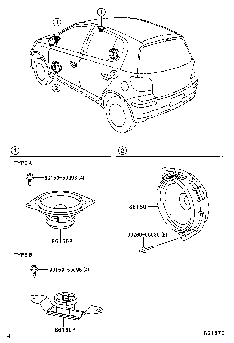 86160-52190 SPEAKER ASSY, FRONT NO.2 product image