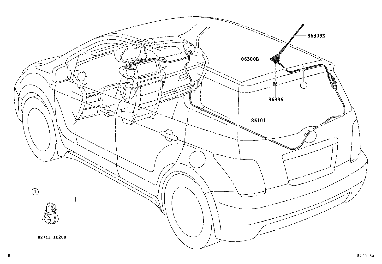 86101-52050 CORD SUB-ASSY, ANTENNA product image