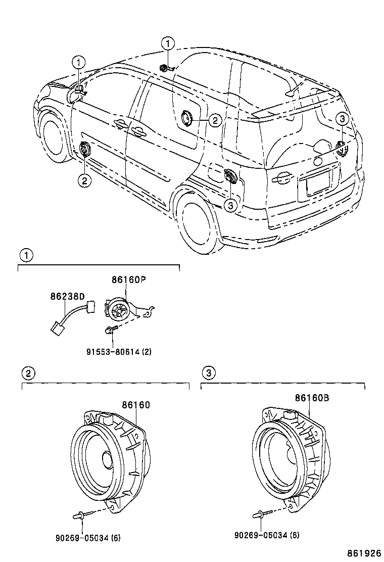 86160-46040 SPEAKER ASSY, FRONT NO.2 product image
