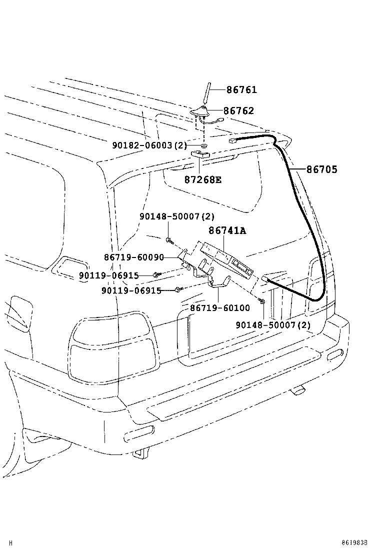86705-60080 CORD SUB-ASSY, TELEPHONE ANTENNA product image