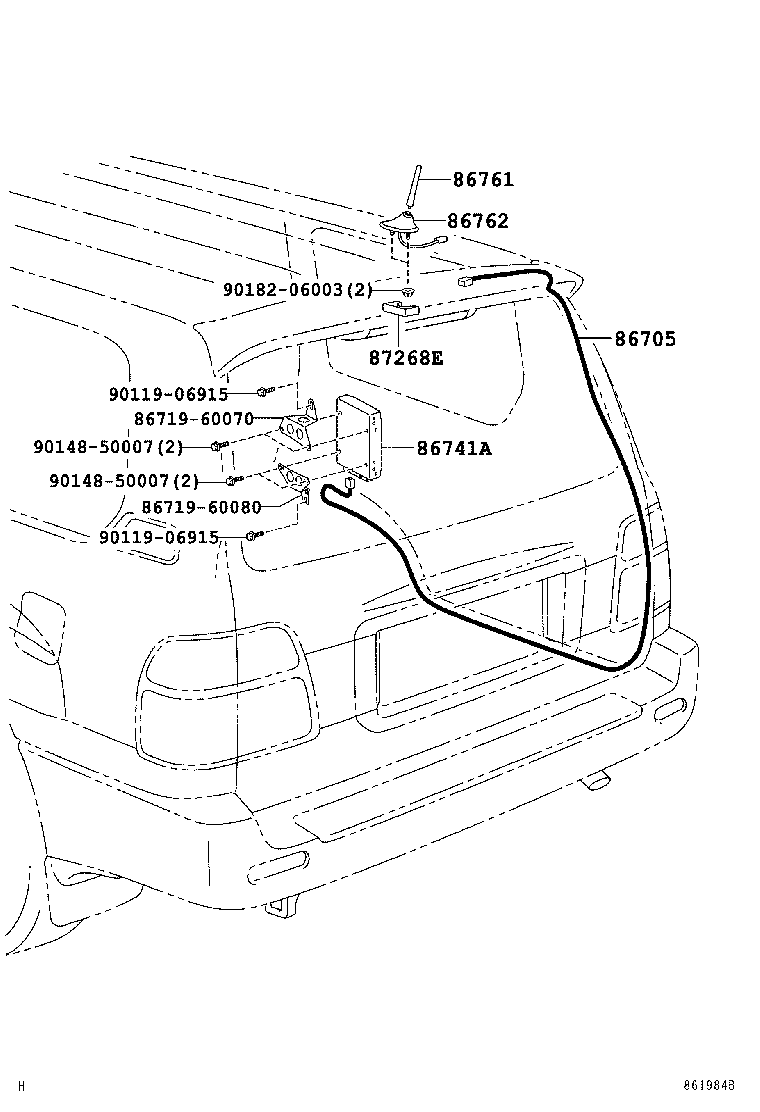 86705-60080 CORD SUB-ASSY, TELEPHONE ANTENNA product image
