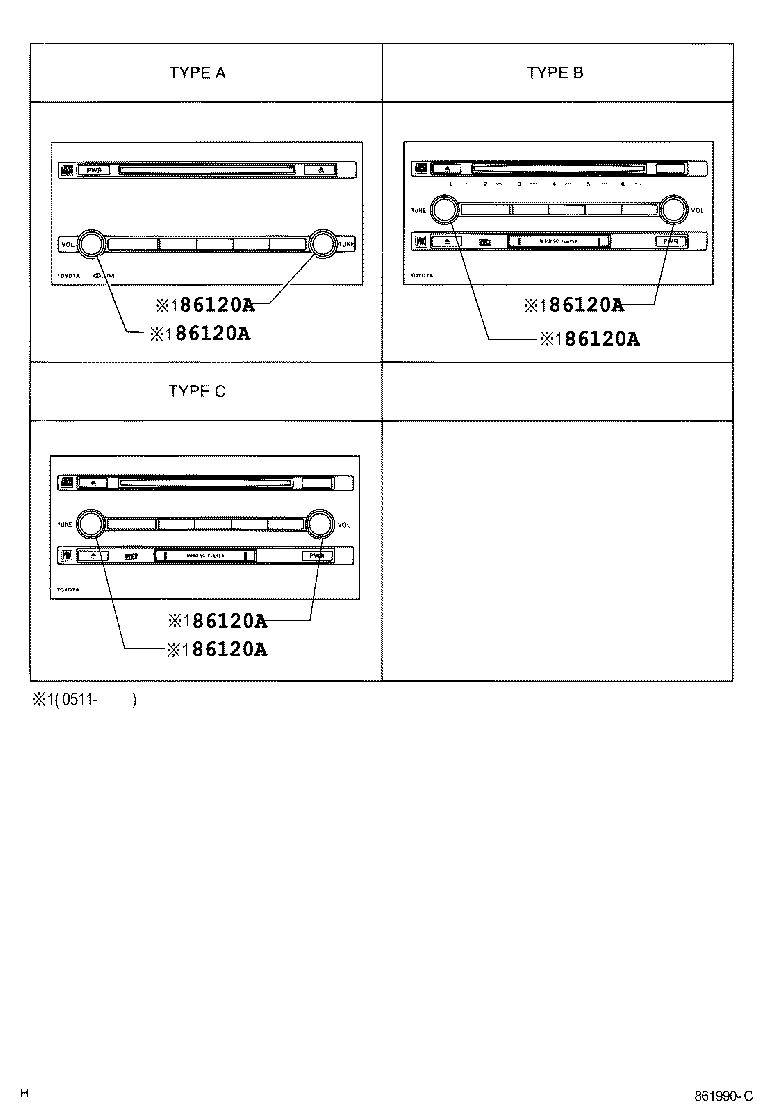 90010-24120 KNOB, RADIO RECEIVER SWITCH product image