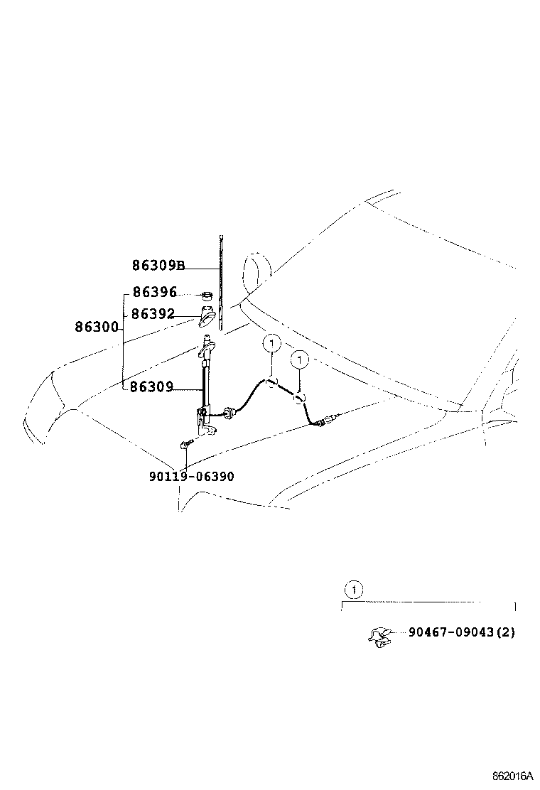 Toyota 86300-0C010 ANTENNA ASSY, W/HOLDER