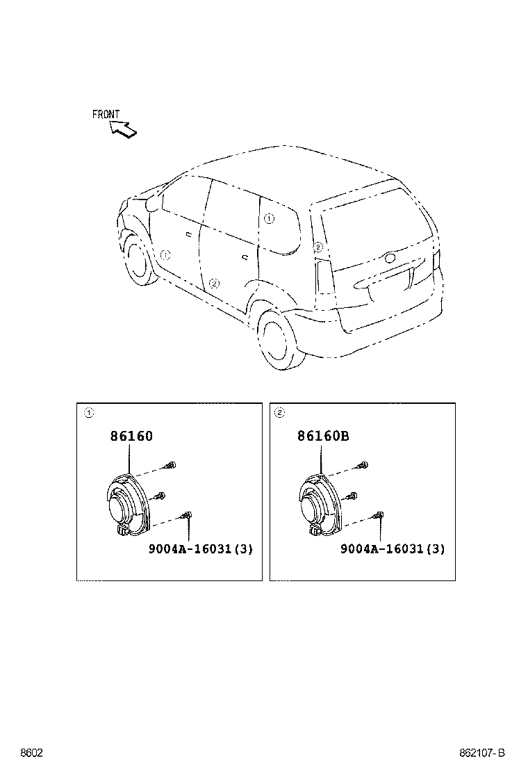 Toyota 86150-BZ030 SPEAKER ASSY, FRONT NO.3