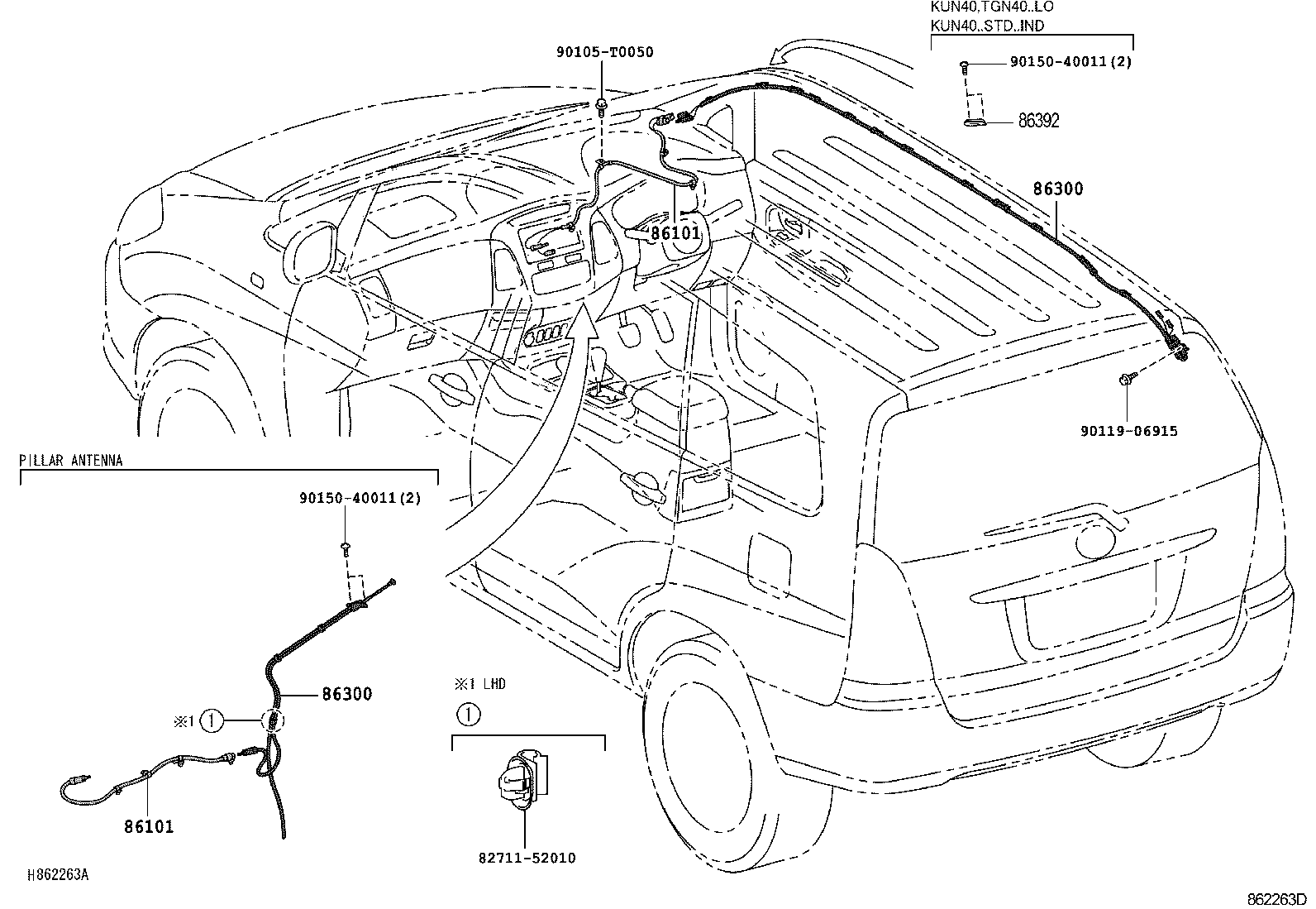 86300-0K040 ANTENNA ASSY, W/HOLDER product image