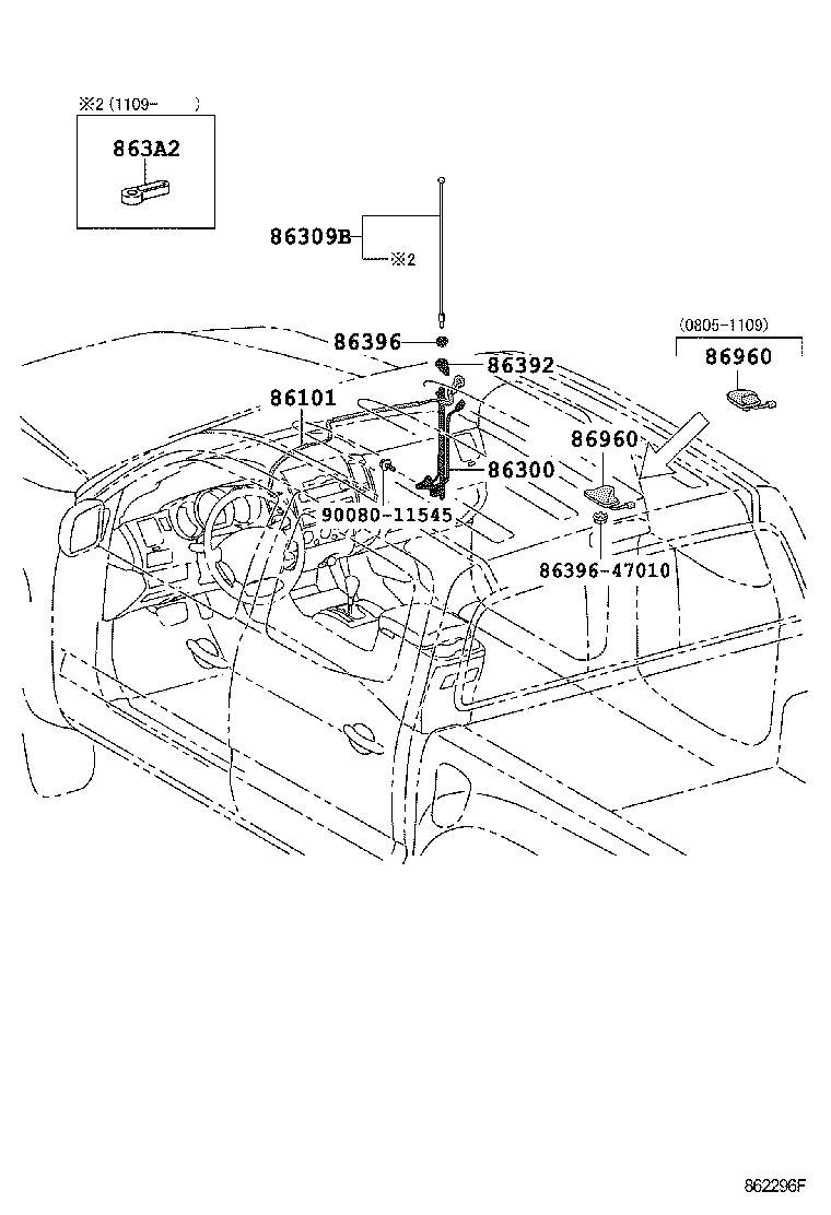 Toyota 86300-04070 ANTENNA ASSY, W/HOLDER