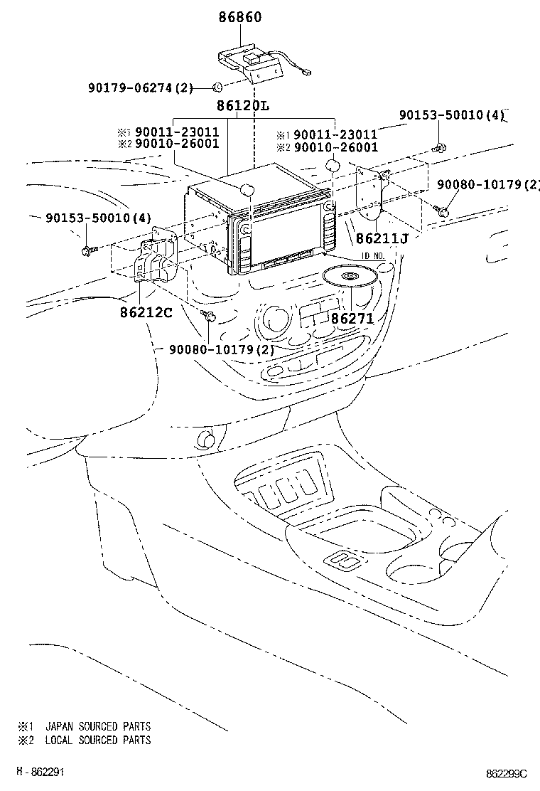 Toyota 86860-34010 ANTENNA ASSY, NAVIGATION
