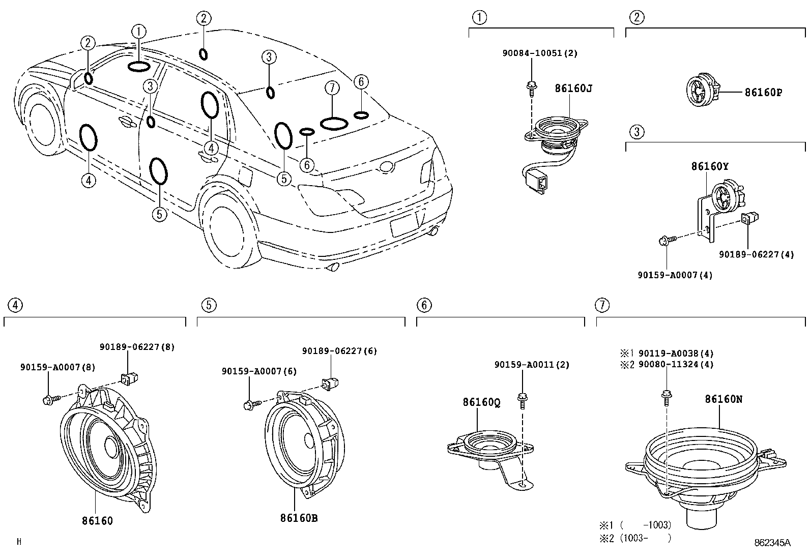 Toyota 86160-AC260 SPEAKER ASSY, FRONT NO.3