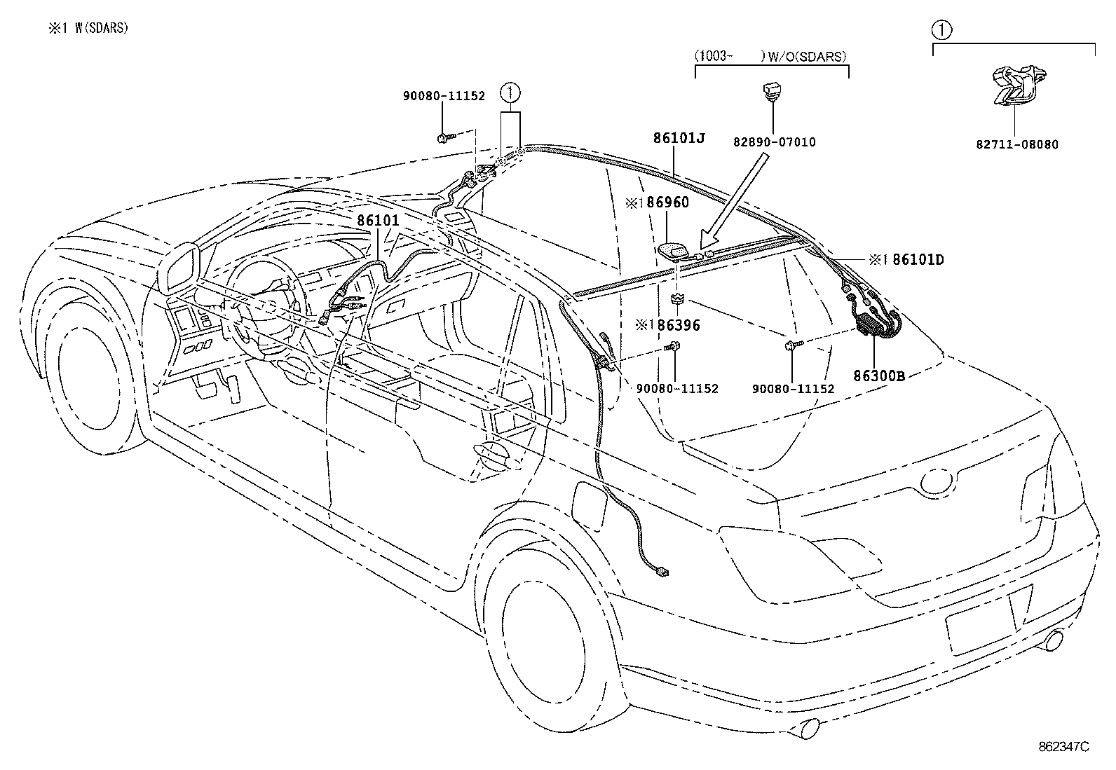 Toyota 86300-AC050 ANTENNA ASSY, AMPLIFIER, NO.1