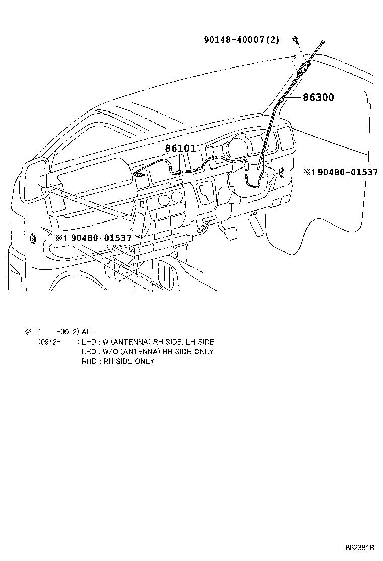 Toyota 86300-0L010 ANTENNA ASSY, W/HOLDER