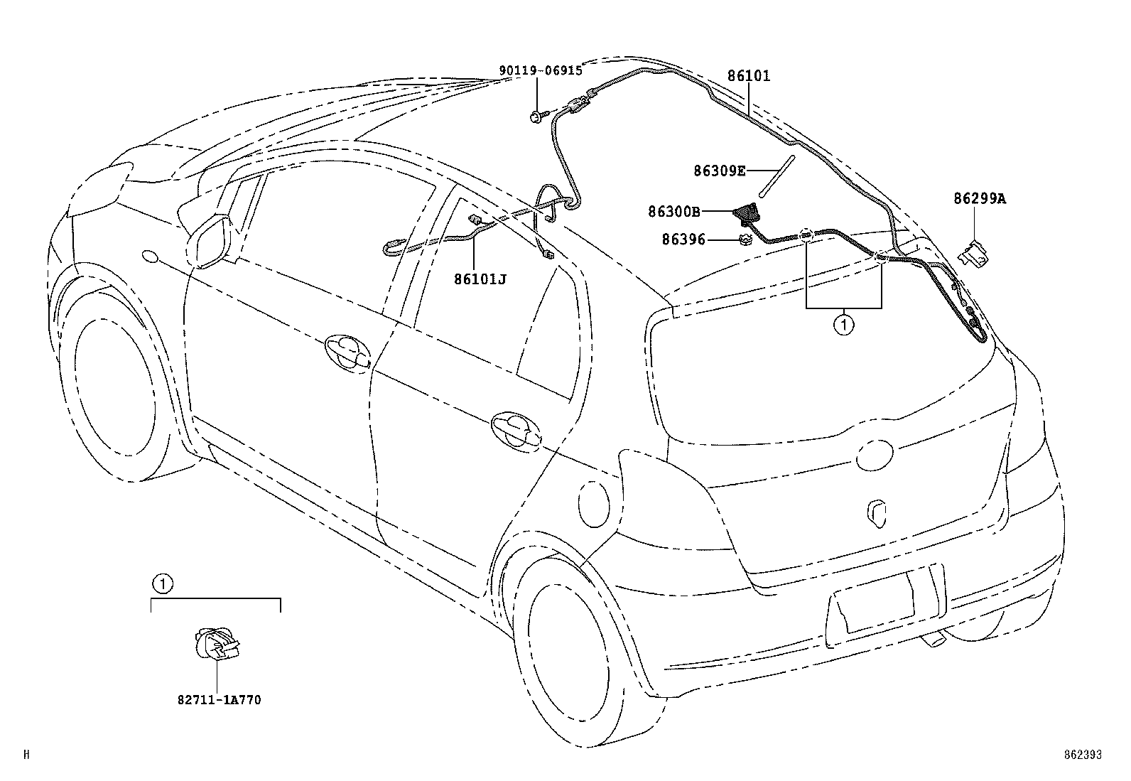 86309-52070 POLE SUB-ASSY, ROOF ANTENNA product image