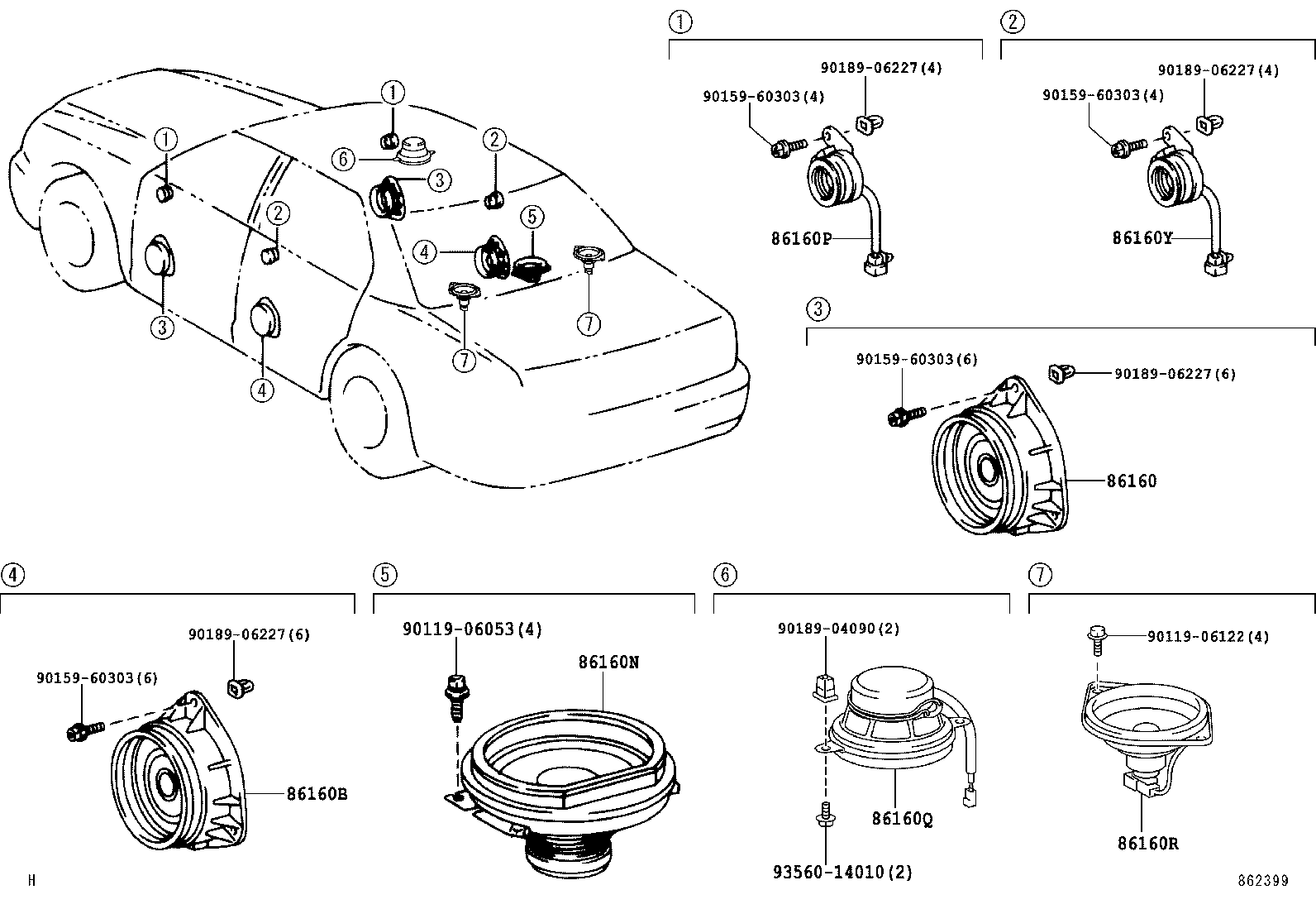 86160-40260 SPEAKER ASSY, FRONT NO.2 product image