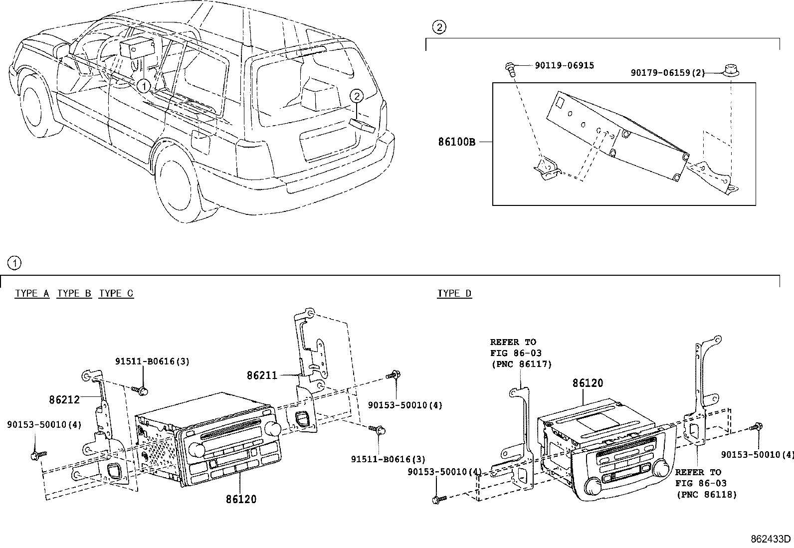 Toyota 86117-48090 BRACKET, MULTI-DISPLAY CONTROLLER, A
