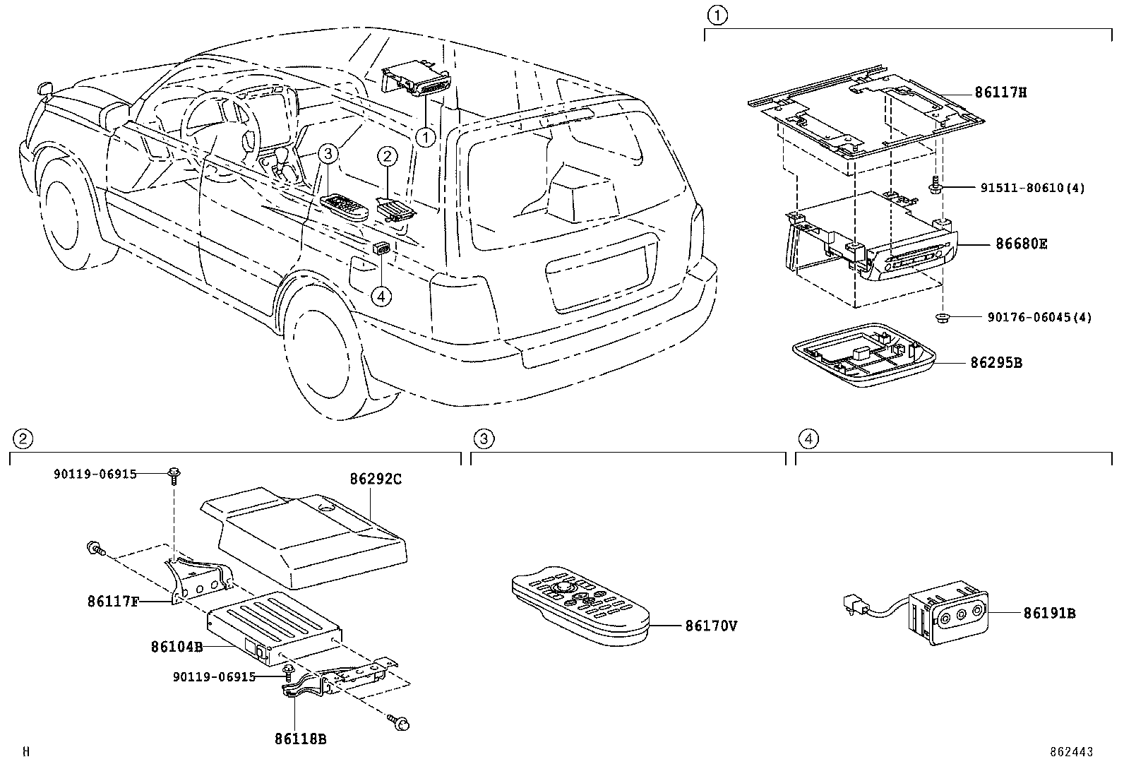 86117-48090 BRACKET, MULTI-DISPLAY CONTROLLER, A product image