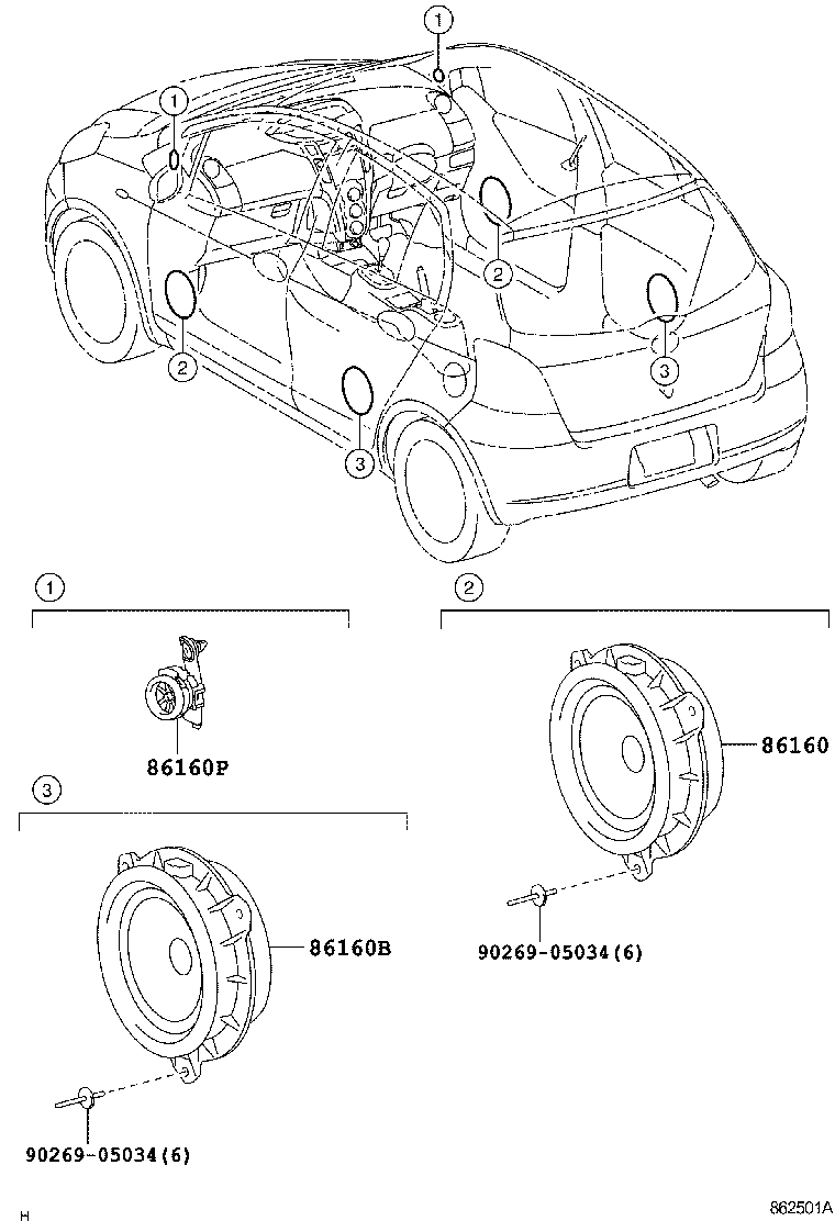 Toyota 86160-0D200 SPEAKER ASSY, FRONT NO.2