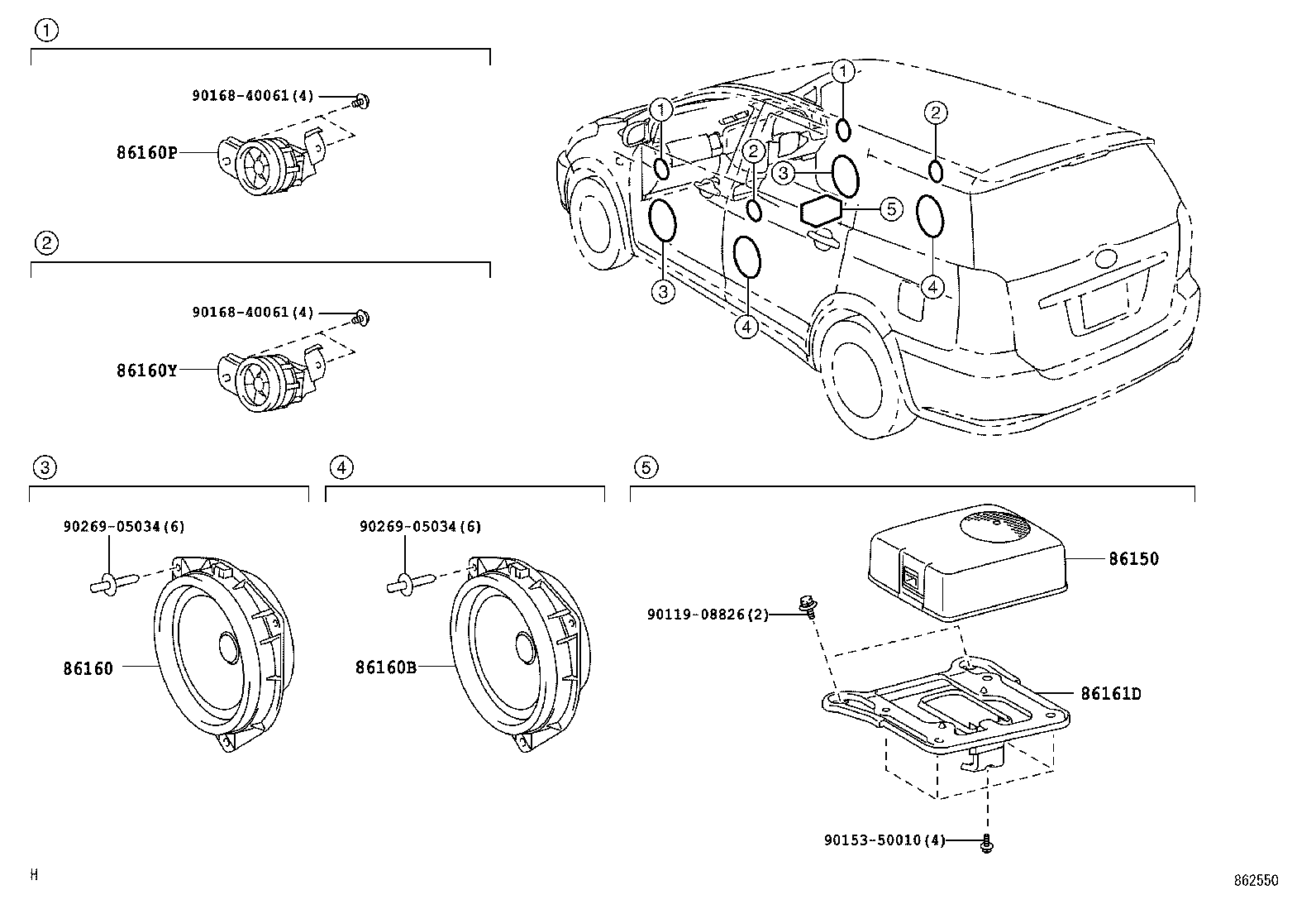 86160-0W790 SPEAKER ASSY, REAR NO.2 product image