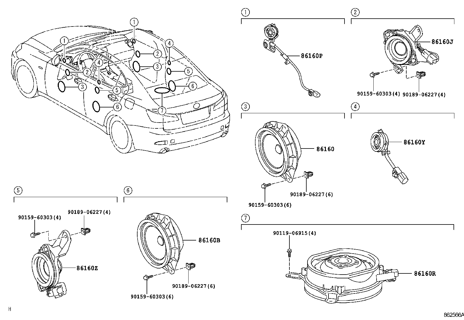 Toyota 86160-0WS40 SPEAKER ASSY, FRONT NO.3