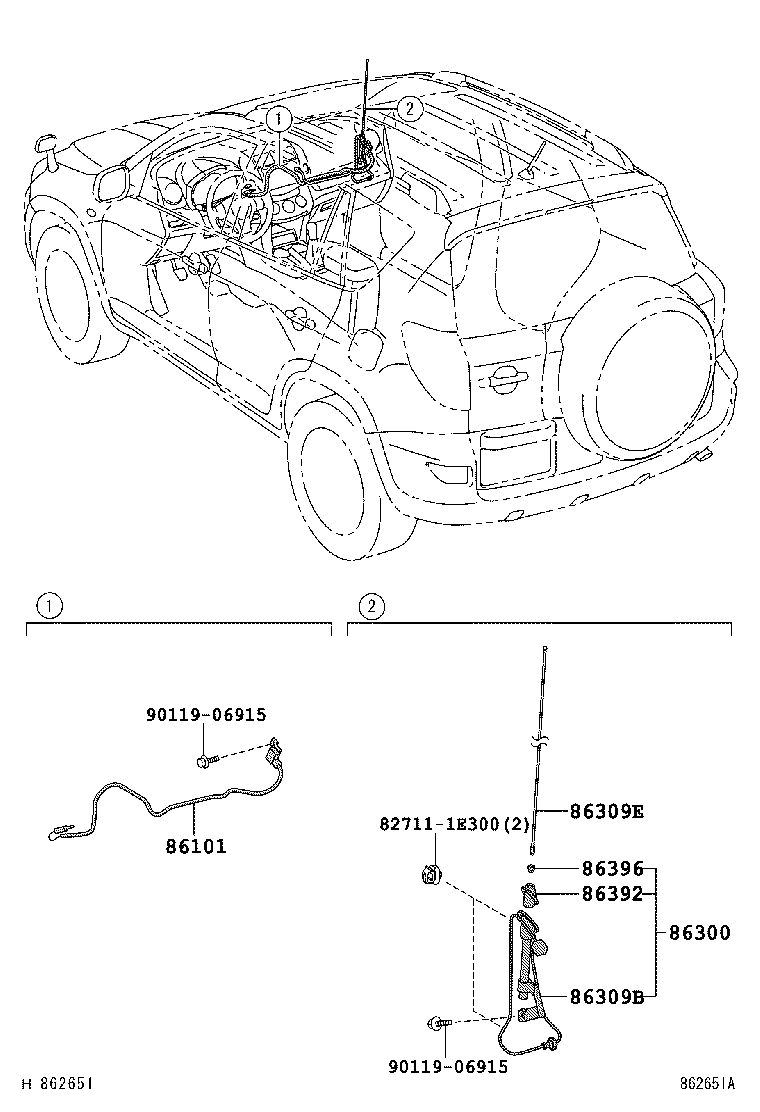 Toyota 86300-42230 ANTENNA ASSY, W/HOLDER