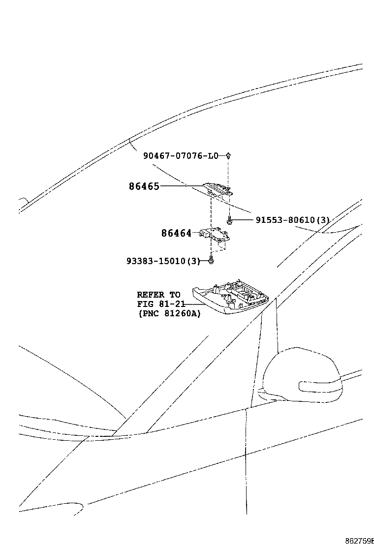 86465-28010 BRACKET, LANE RECOGNITION product image