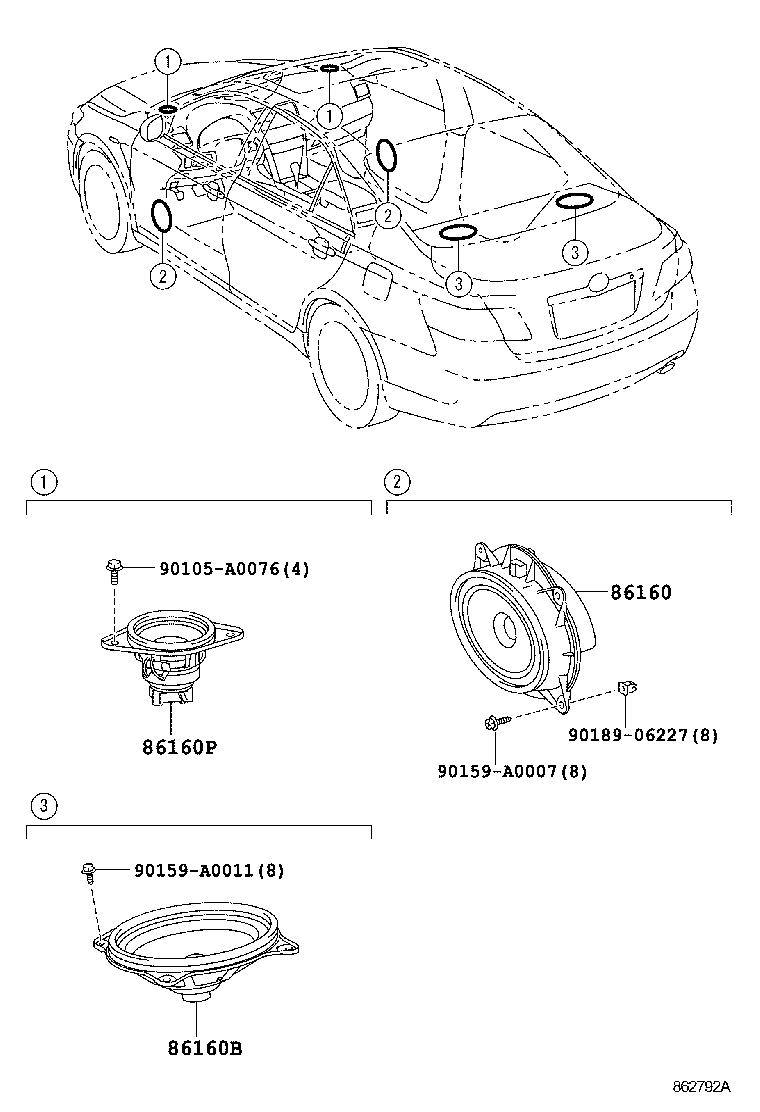 Toyota 86160-06360 SPEAKER ASSY, REAR