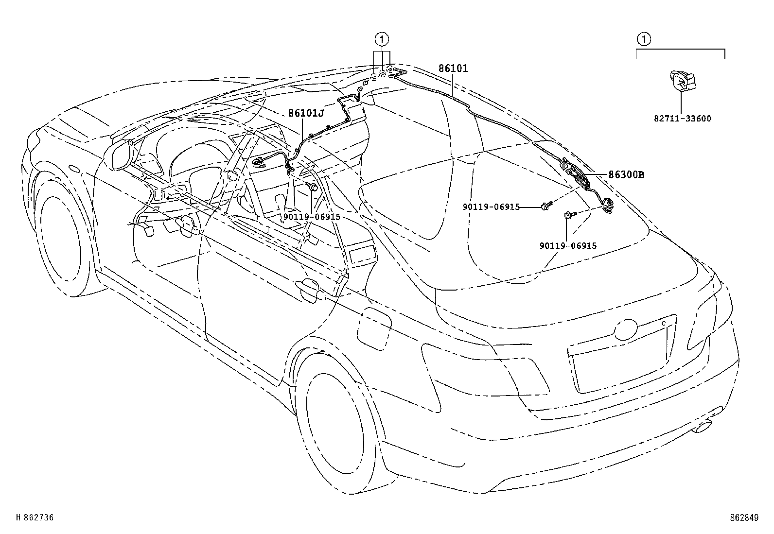 86960-33010-J1 ANTENNA ASSY, SATELLITE RADIO product image