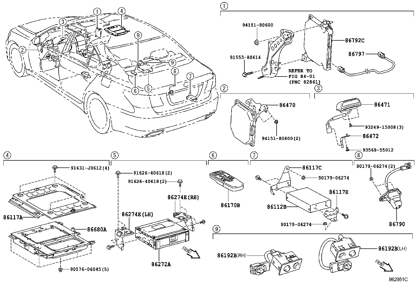 Toyota 86170-50240 SWITCH & VOLUME ASSY, TELEVISION