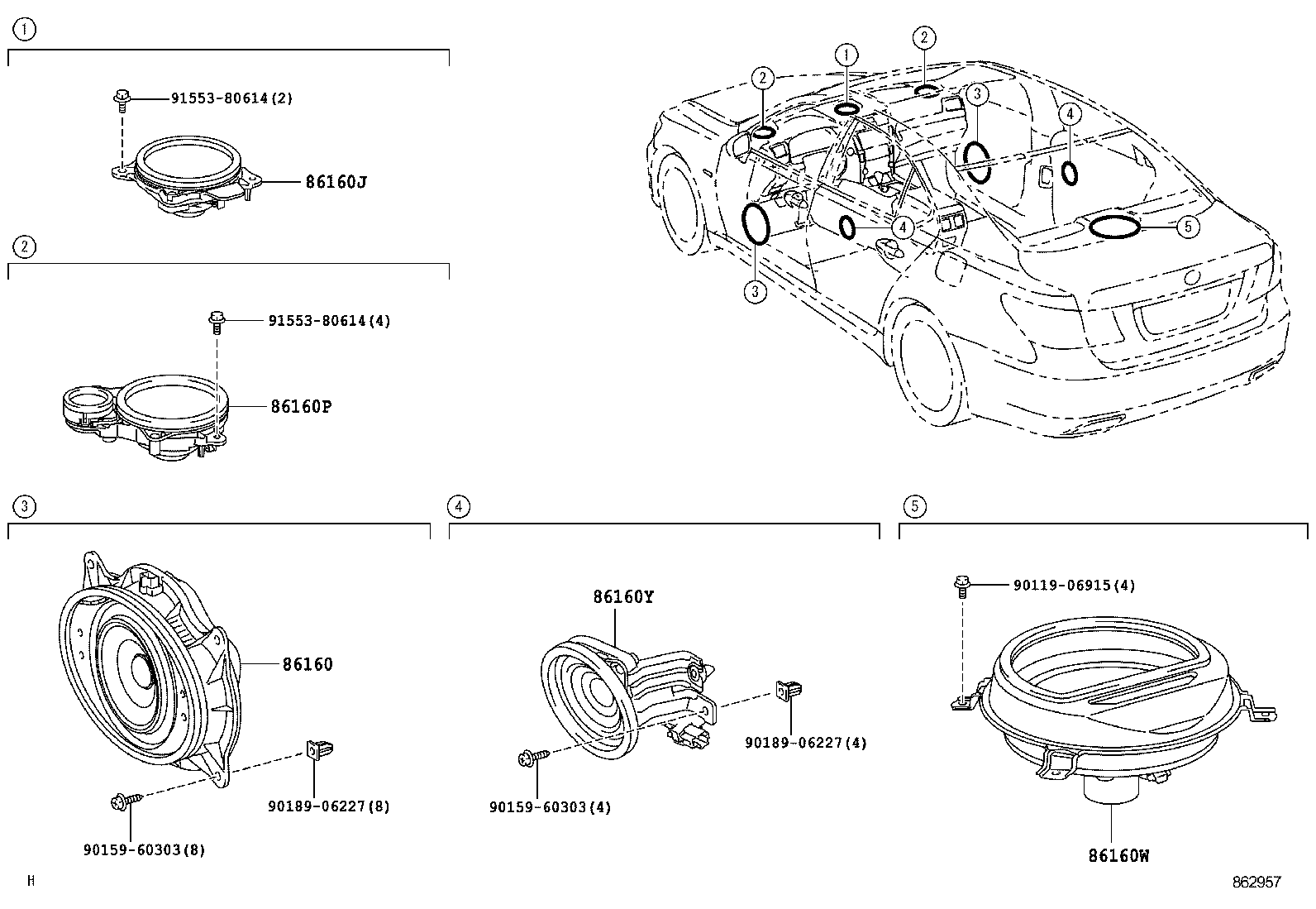 86160-50260 SPEAKER ASSY, FRONT NO.2 product image