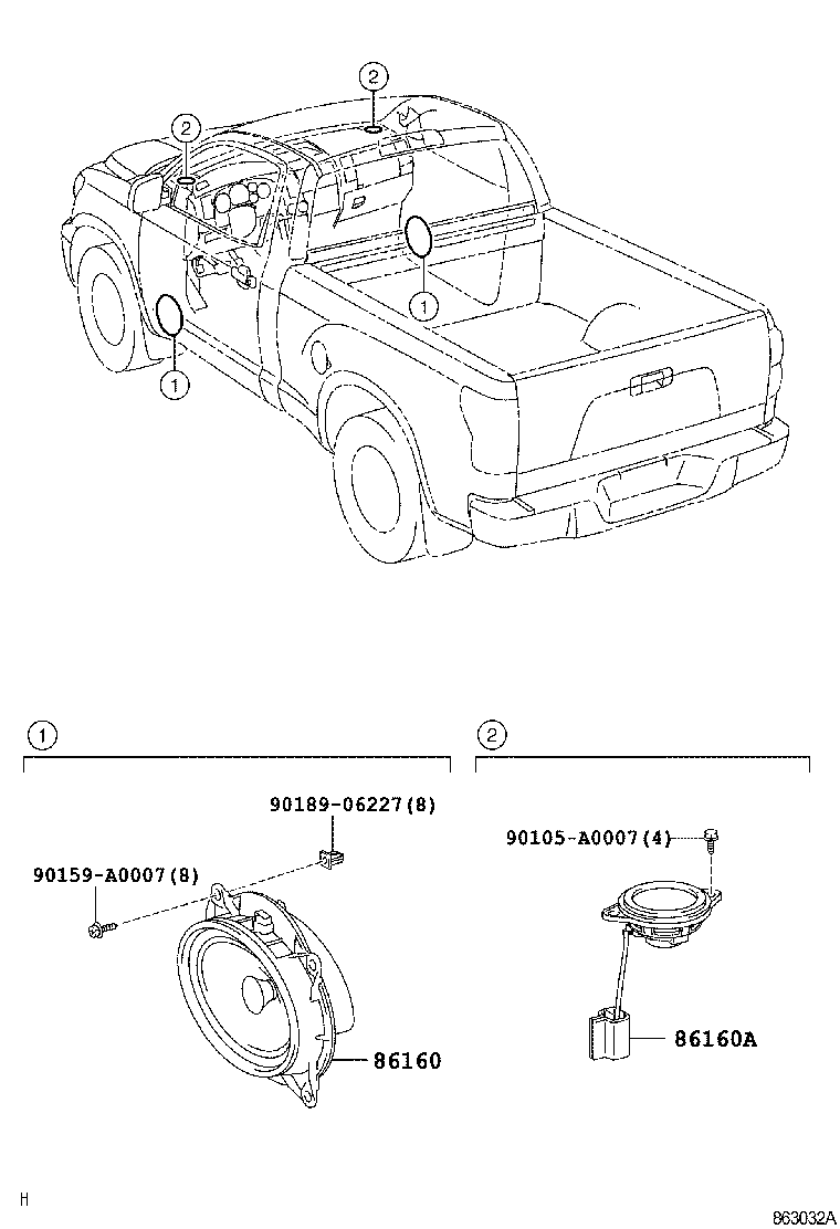 Toyota 86160-0C130 SPEAKER ASSY, REAR NO.2