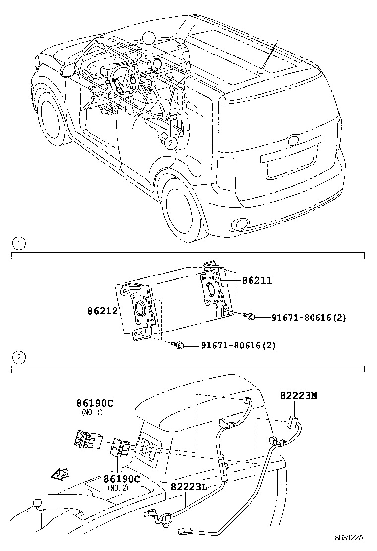 Toyota 86190-12030 ADAPTER ASSY, STEREO JACK, NO.1