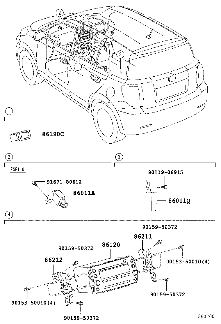 86120-52C60 RECEIVER ASSY, RADIO product image