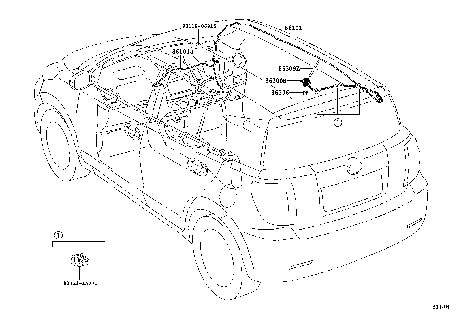 86309-20310 POLE SUB-ASSY, ROOF ANTENNA product image