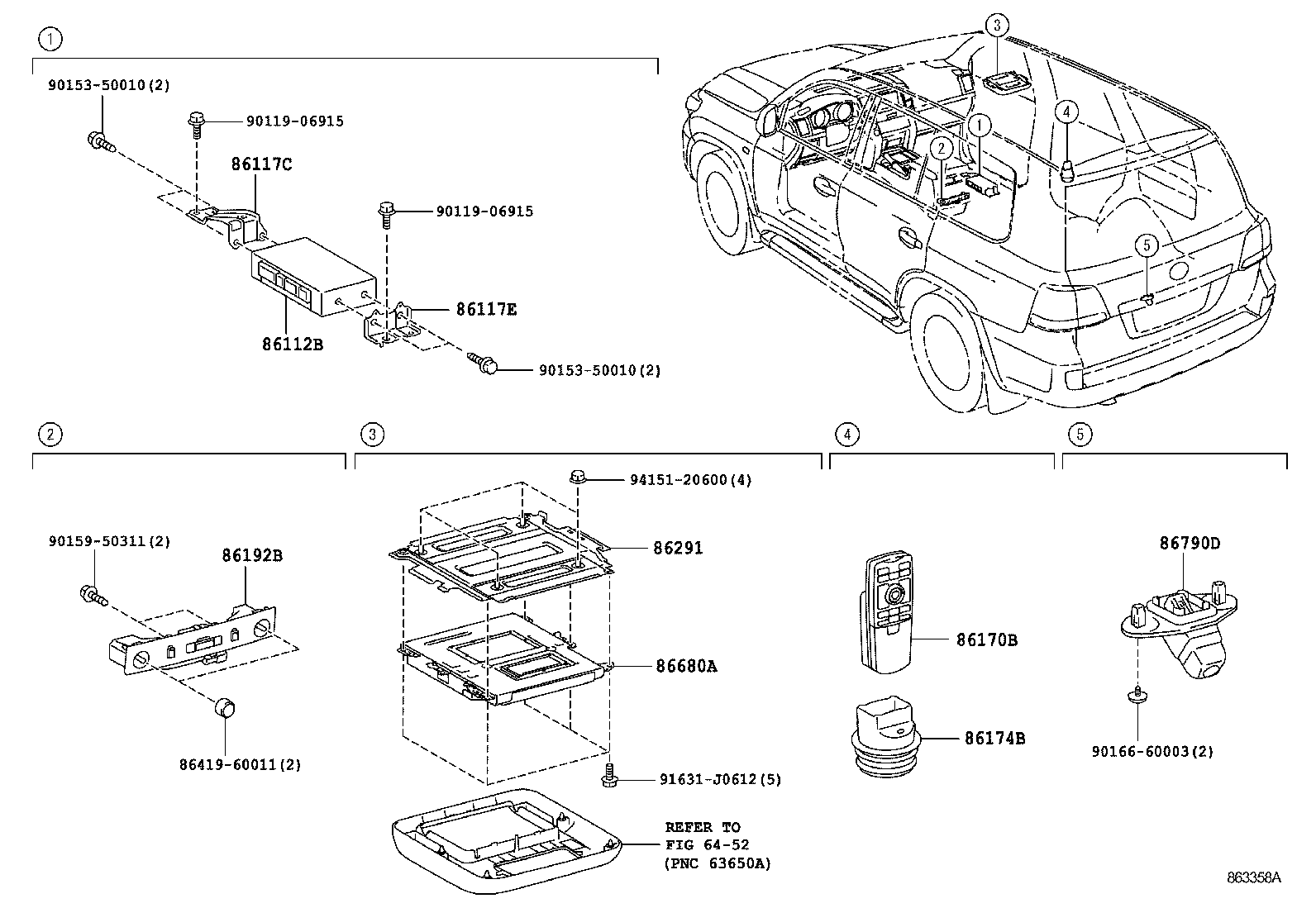 Toyota 86170-60150 SWITCH & VOLUME ASSY, TELEVISION