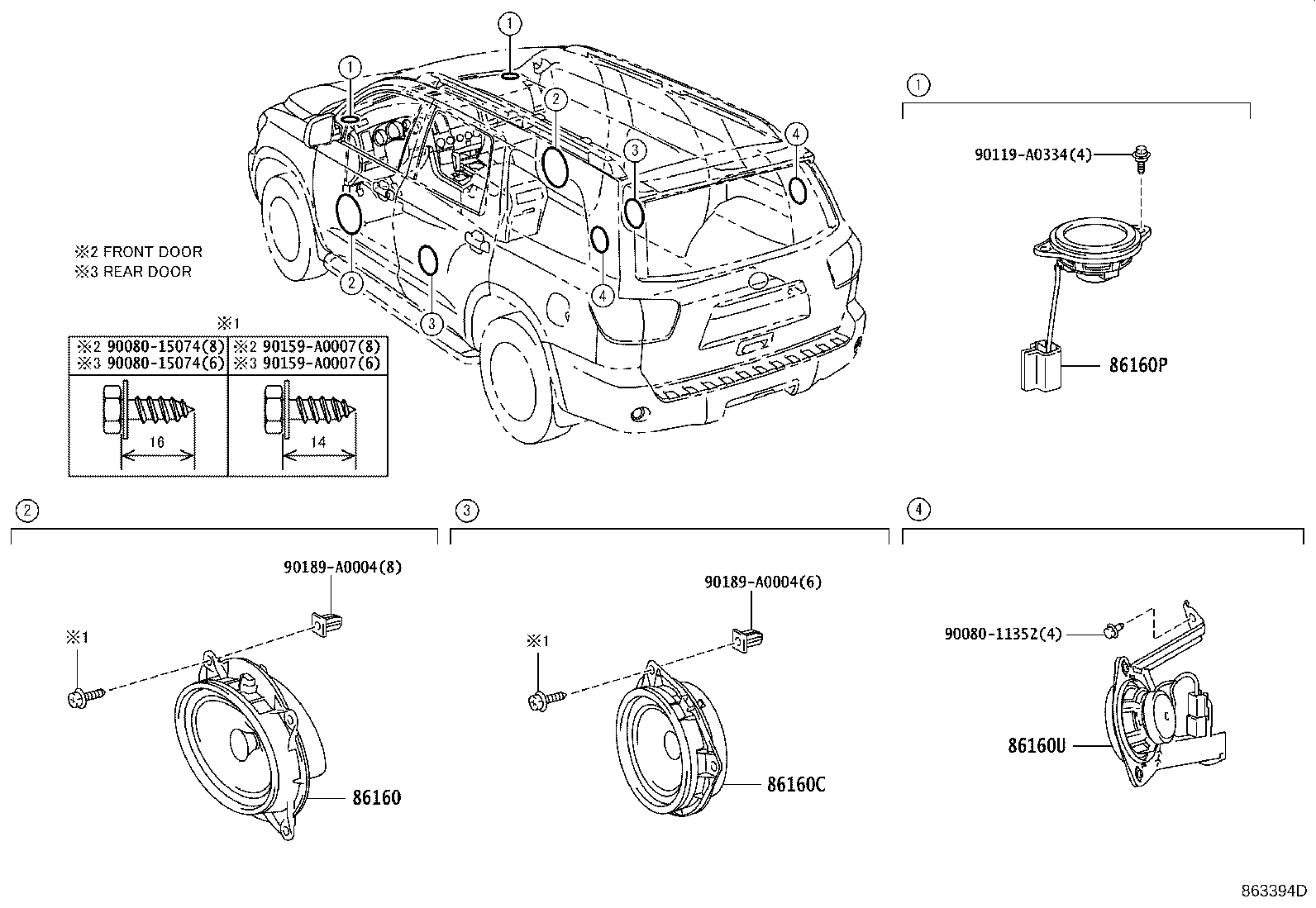 Toyota 86160-0C160 SPEAKER ASSY, FRONT NO.2