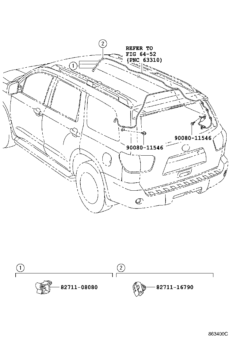Toyota 86101-0C350 CORD SUB-ASSY, ANTENNA, NO.2