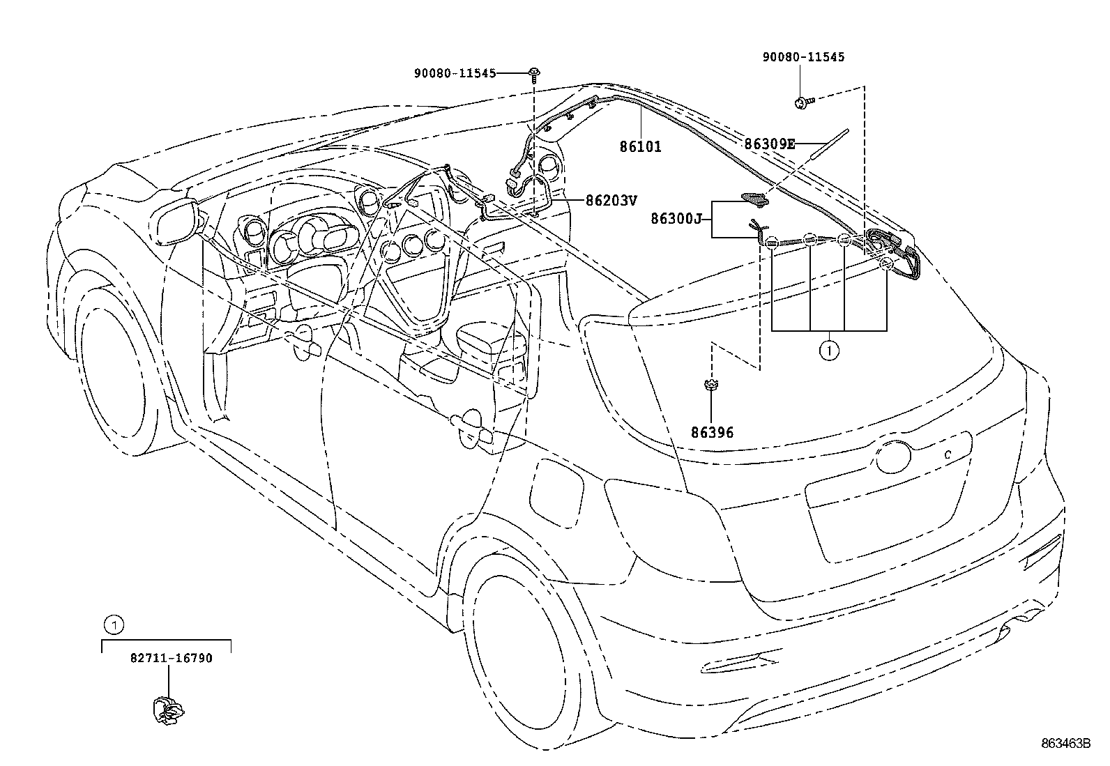 Toyota 86300-02390 ANTENNA ASSY, ROOF